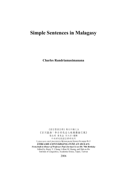 Simple Sentences in Malagasy