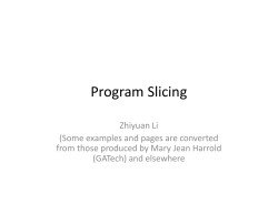 Program Slicing Program Slicing