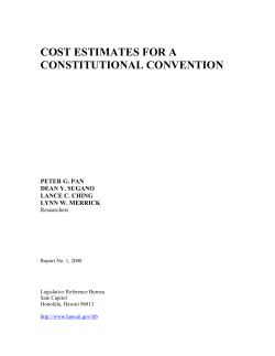 Cost Estimates For A Constitutional Convention