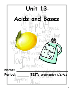 Unit 13 Acids and Bases