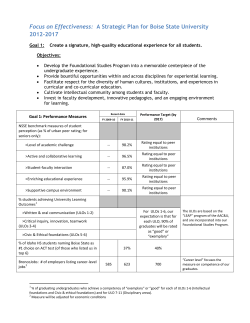 Focus on Effectiveness: A Strategic Plan for Boise State