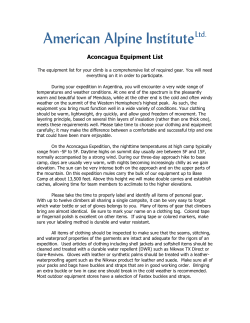 Aconcagua Equipment List - American Alpine Institute