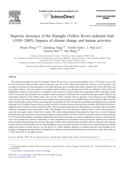 Stepwise decreases of the Huanghe (Yellow River) sediment load