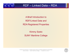 RDF &ndash; Linked Data &ndash; RDA - Cataloging and Metadata Committee