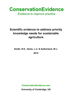 Scientific evidence to address priority knowledge needs for