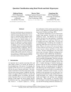 Question Classification using Head Words and their Hypernyms