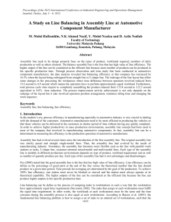 A Study on Line Balancing in Assembly Line at