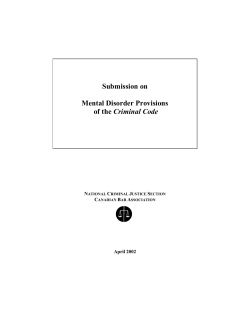 Mental Disorder Provisions of the Criminal Code