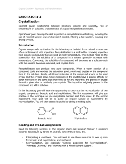 LABORATORY 3 Crystallization