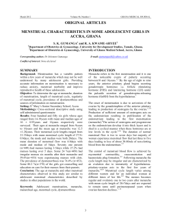 Menstrual Characteristics In Some Adolescent Girls In Accra, Ghana