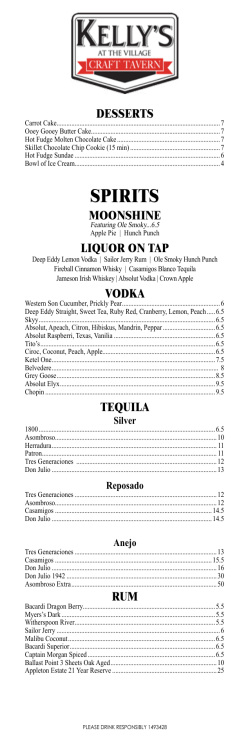 spirits - kellys at the village