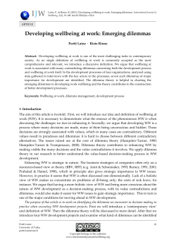 Developing wellbeing at work - International Journal of Wellbeing