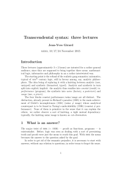 Transcendental syntax: three lectures