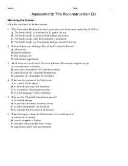 Assessment: The Reconstruction Era