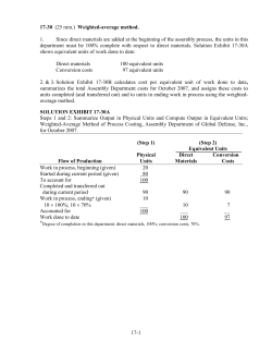17-1 17-30 (25 min.) Weighted-average method. 1. Since direct