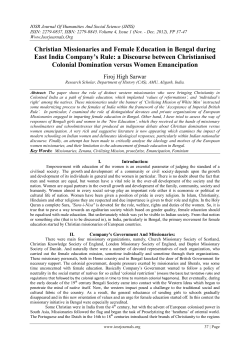 Christian Missionaries and Female Education in Bengal