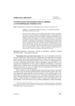 NATIONALISM AND INTERNATIONAL ORDER: A