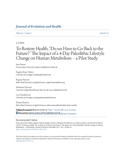 To Restore Health, &ldquo;Do we Have to Go Back to the Future?&rdquo; The