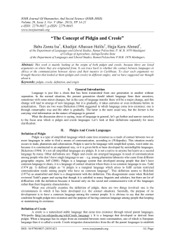 The Concept of Pidgin and Creole