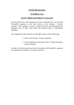 Fluid Mechanics, Tutorial No. 4: Flow through porous