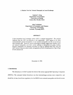 A Market Test for Natural Monopoly in Local Exchange