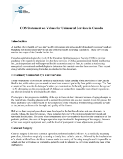 COS Statement on Values for Uninsured Services in Canada