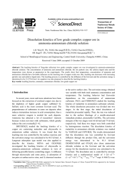 Dissolution kinetics of low grade complex copper ore in ammonia