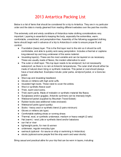 2013 Antartica Packing List