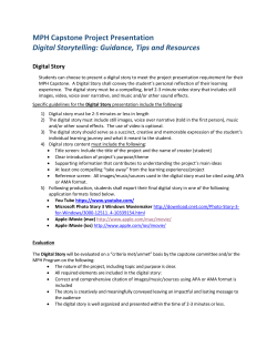 MPH Capstone Project Presentation Digital Storytelling: Guidance