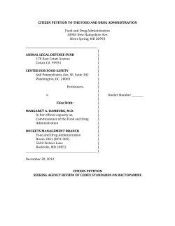 petitioned FDA - Center for Food Safety