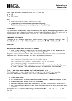 Letters home Lesson plan