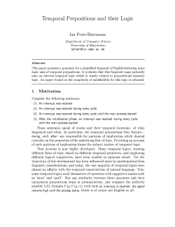 Temporal Prepositions and their Logic Ian Pratt