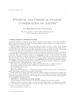 Physical and Chemical change: Conservation of