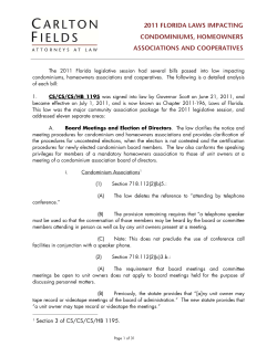 2011 florida laws impacting condominiums