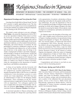 Fall 2013 Newsletter  - Religious Studies