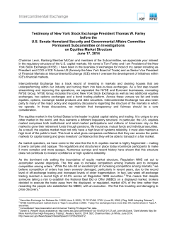 Testimony of New York Stock Exchange President Thomas W