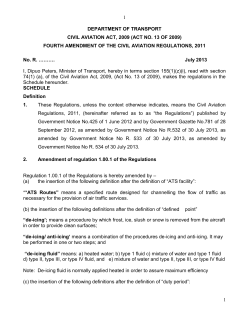 1 1 DEPARTMENT OF TRANSPORT CIVIL AVIATION ACT, 2009