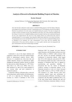 Analysis of Rework in Residential Building Projects in Palestine