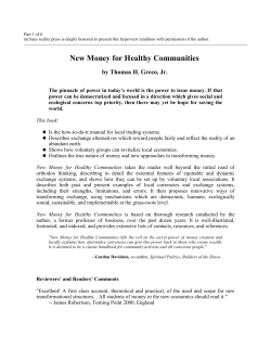 New Money for Healthy Communities - United Diversity