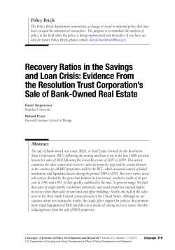 Policy Brief: Recovery ratios in the Savings and Loan Crisis