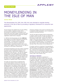 MONEYLENDING IN THE ISLE OF MAN
