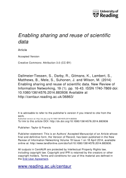Enabling sharing and reuse of scientific data