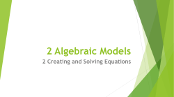 2 Algebraic Models