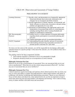 CHLD 109: Observation and Assessment of Young Children