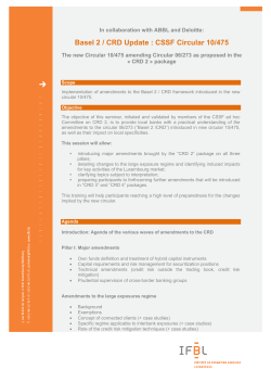 Basel 2 / CRD Update : CSSF Circular 10/475