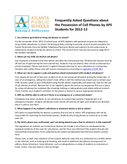 APS` cell phone policy - Sarah Smith Elementary