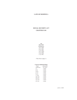 SOCIAL SECURITY ACT CHAPTER 31:01 LAWS OF DOMINICA