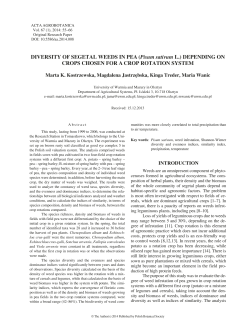 DIVERSITY OF SEGETAL WEEDS IN PEA (Pisum sativum L