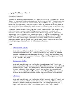 Language Arts 1 Semester 1 and 2 Description: Semester 1 In sixth