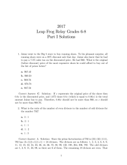 2017 Leap Frog Relay Grades 6